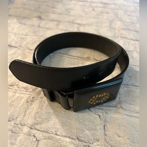 ALBATROS BLACK LEATHER WITH BOHO EMBOSSED BUCKLE MADE IN ITALY WOMENS BELT MED